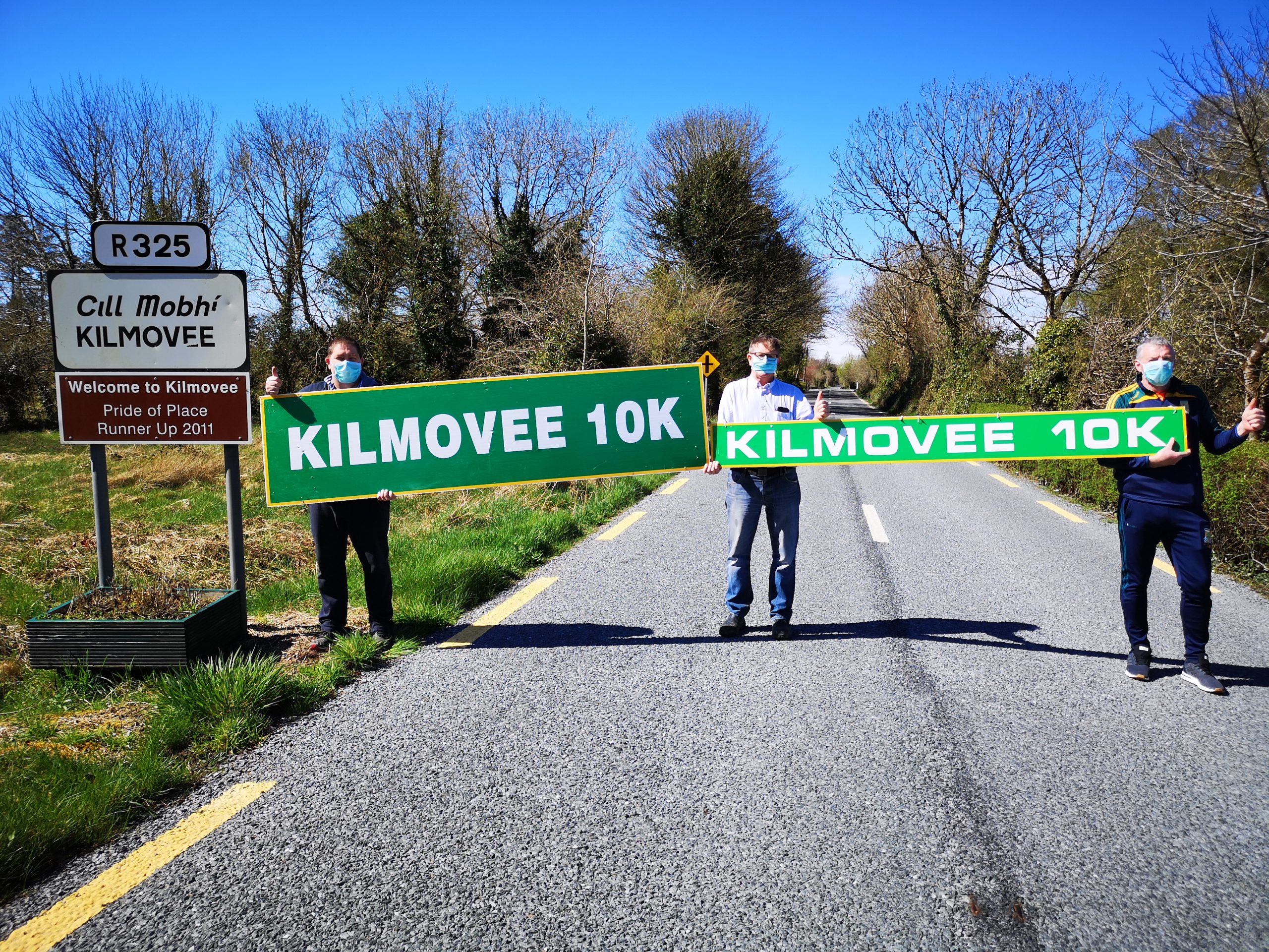 Members of Kilmovee 10k Committee - At a safe distance.